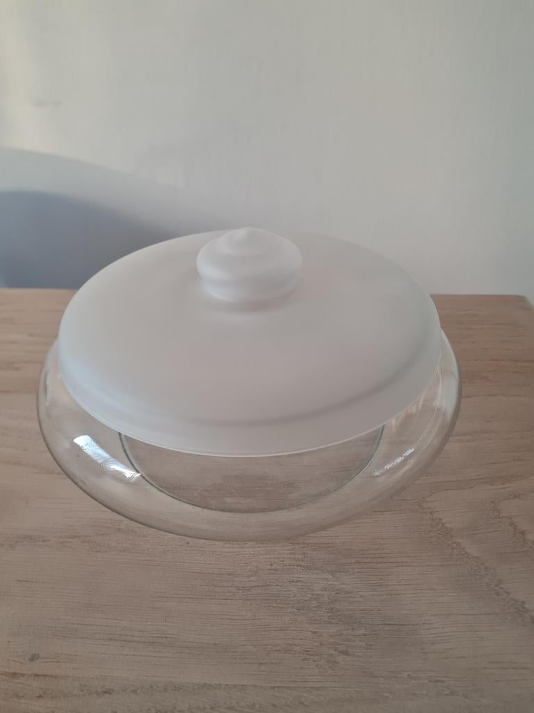 Glazen koekschaal, vintage, 70-er jaren, Antiek en Kunst, Antiek | Glas en Kristal, Ophalen of Verzenden