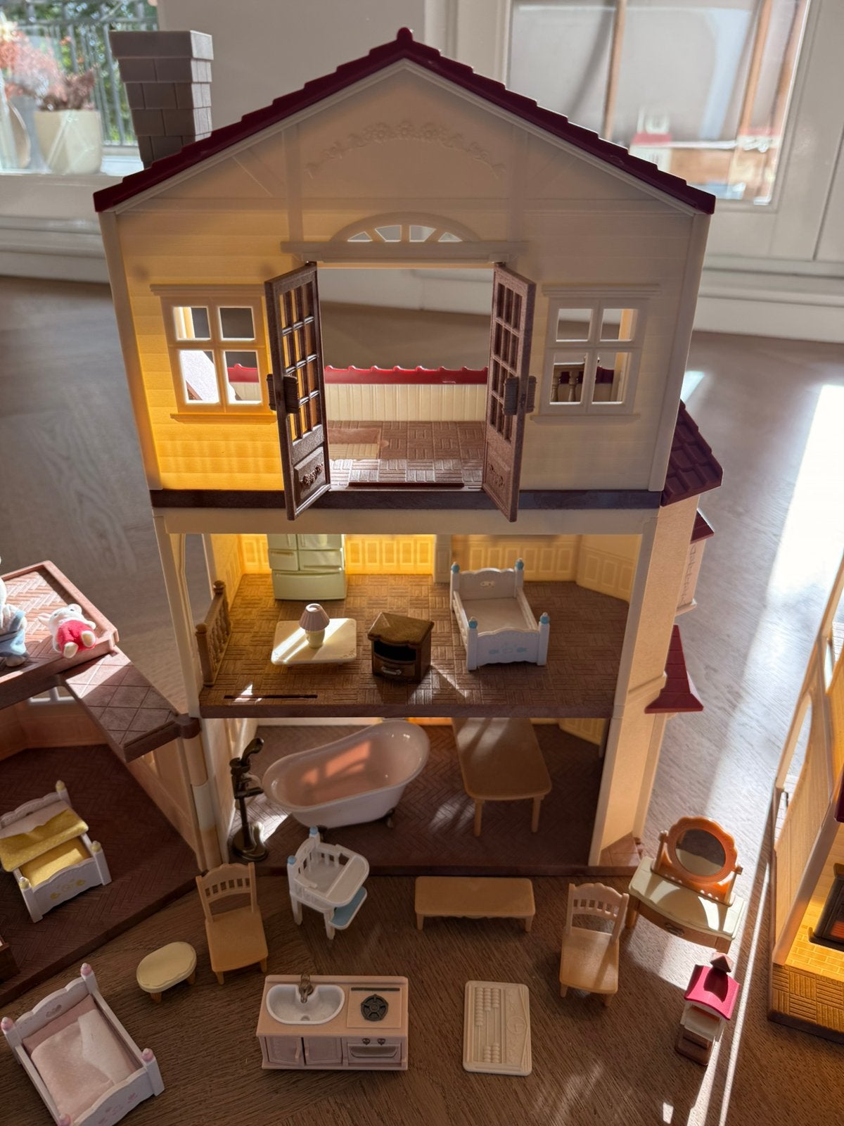 Sylvanian families uitgebreide set incl accessoires, Ophalen, Zo goed als nieuw, Poppenhuis