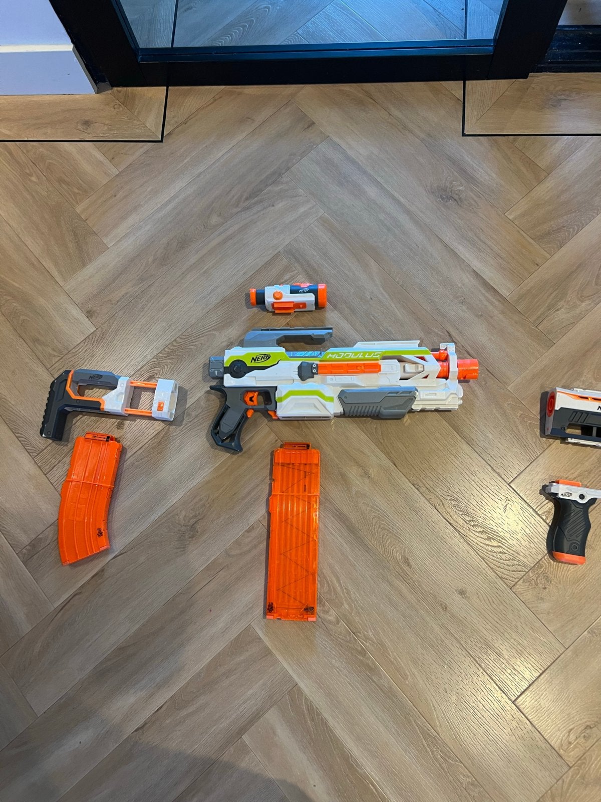 Nerf Modulus Blaster met Accessoires en Magazijnen, Ophalen of Verzenden, Gebruikt