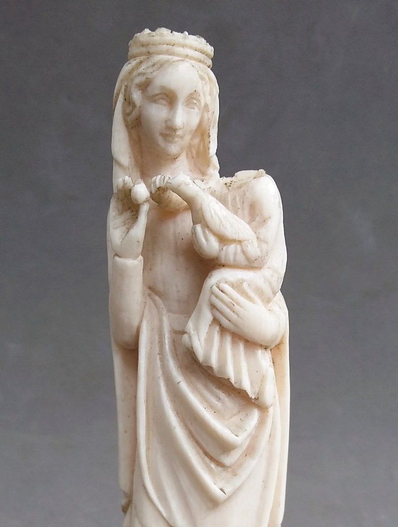 18 - 19 de eeuw Miniatuur Benen Beeld Maria Madonna, Antiek en Kunst, Ophalen of Verzenden
