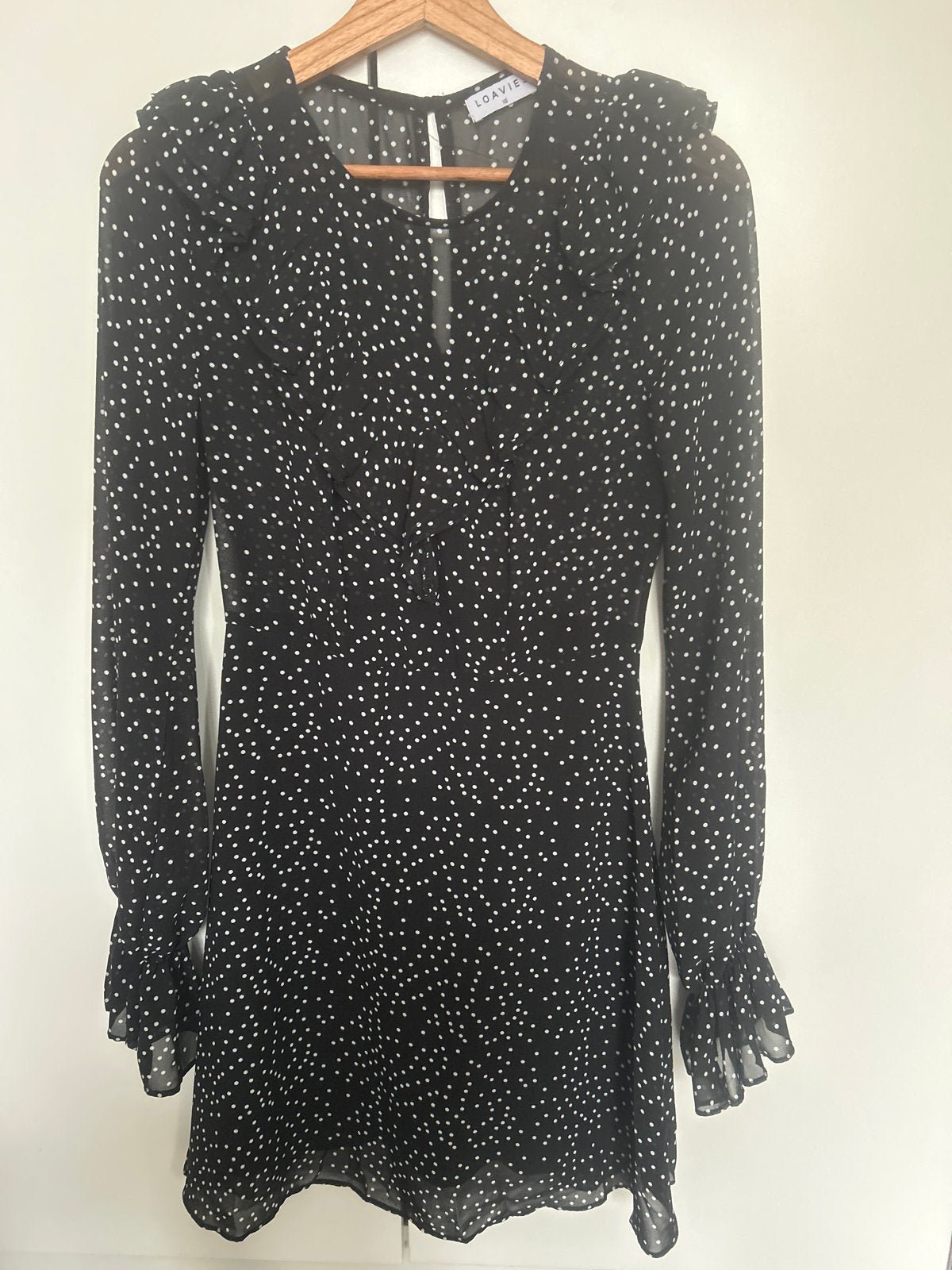 Loavies jurk zwart met witte stippen maat XS, Zwart, Ophalen of Verzenden, Zo goed als nieuw, Maat 34 (XS) of kleiner