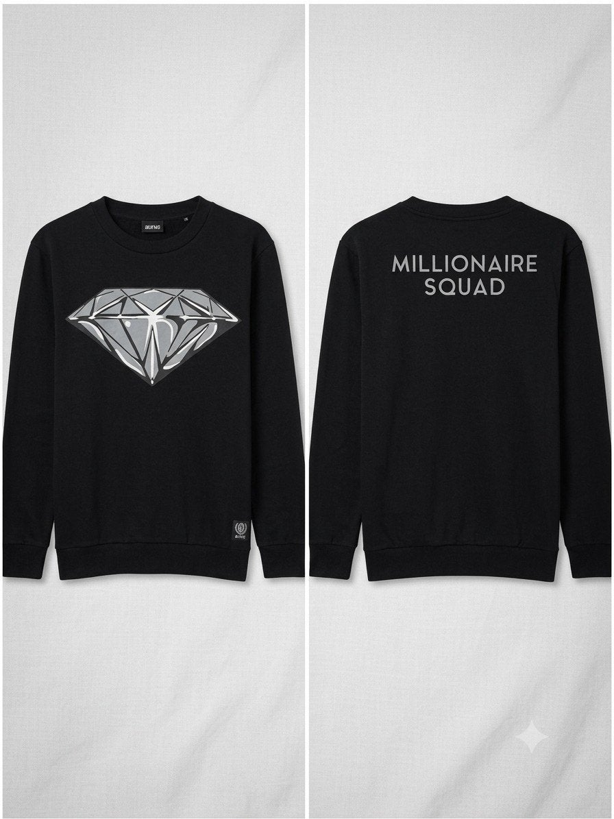 Aurus Millionaire Squad trui met diamantprint, Ophalen, Maat 48/50 (M), Zwart, Zo goed als nieuw