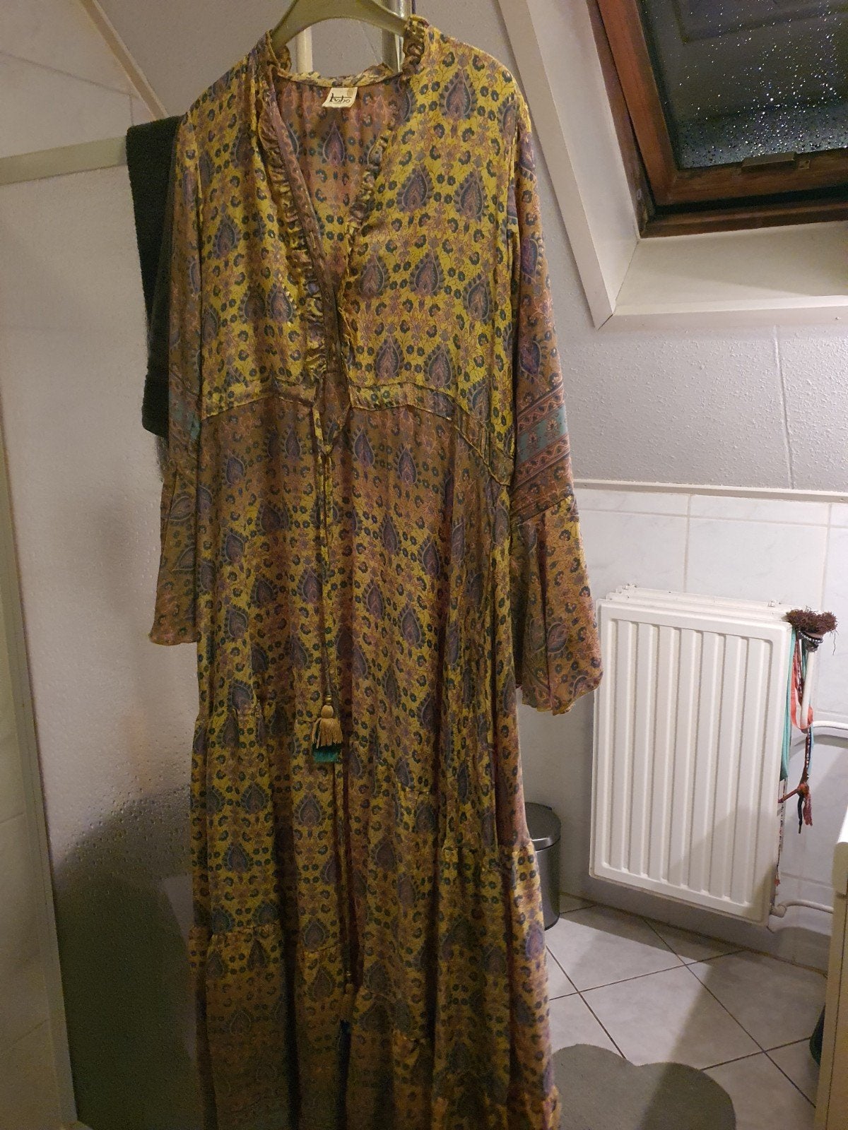 Mooie soepel vallende lange zijde jurk Ibiza style boho XL, Maat 46/48 (XL) of groter, Ophalen of Verzenden, Boho Madrid, Gedragen