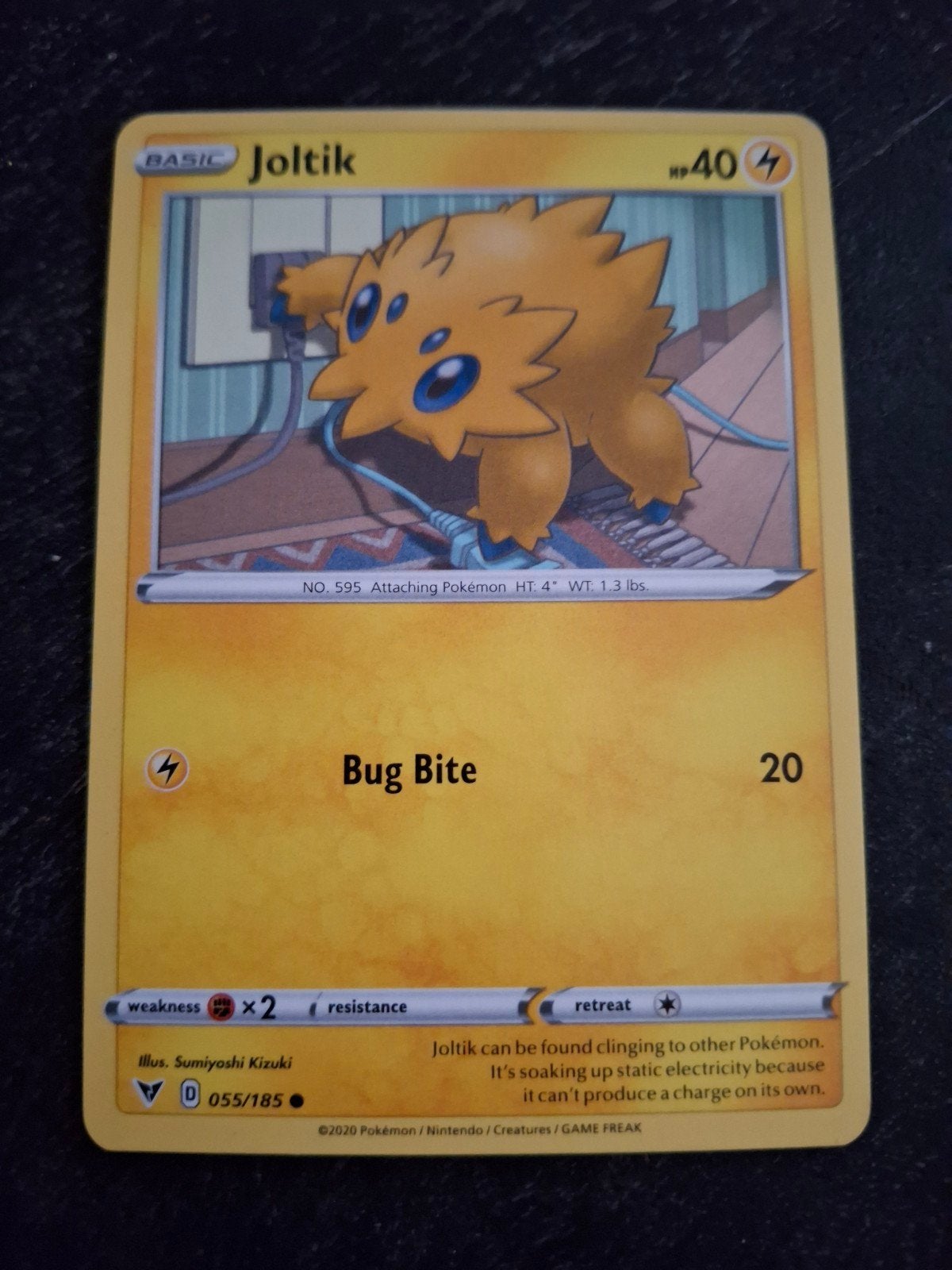 Joltik Pokémon Kaart 055/185 - Basic - Zo goed als nieuw, Ophalen of Verzenden, Zo goed als nieuw, Losse kaart