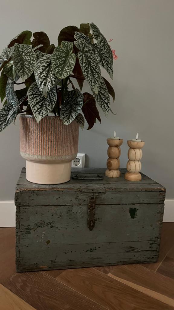 Brocante vintage grijze houten kist, Huis en Inrichting, Woonaccessoires | Kisten, Ophalen, Minder dan 50 cm, Gebruikt, 50 tot 100 cm