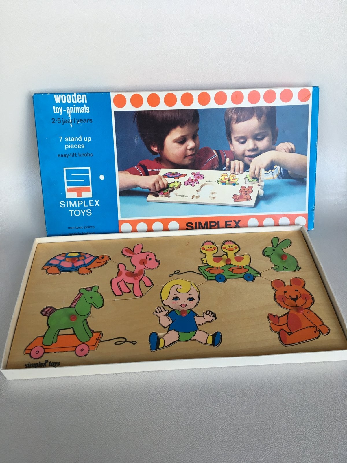 Simplex puzzel met speelgoed, Gebruikt, 10 tot 50 stukjes, Ophalen of Verzenden, Van hout