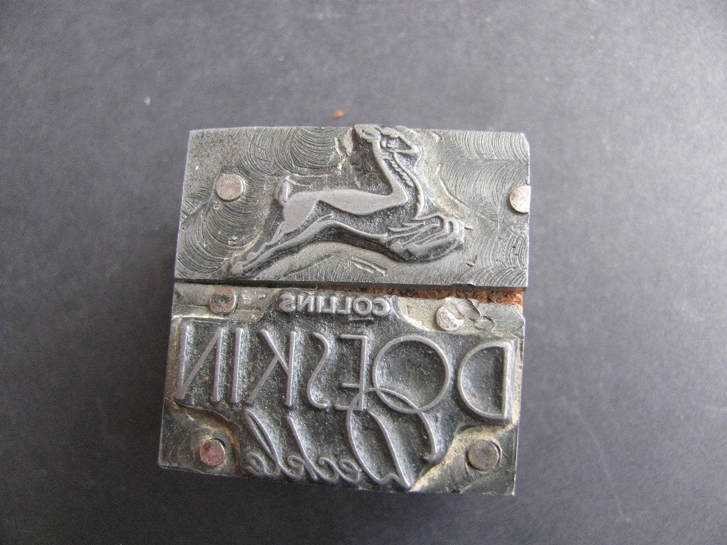 Oude Industriële Reclame Stempel - Collins Doeskin Deckle, Verzenden, Gebruikt, Overige typen