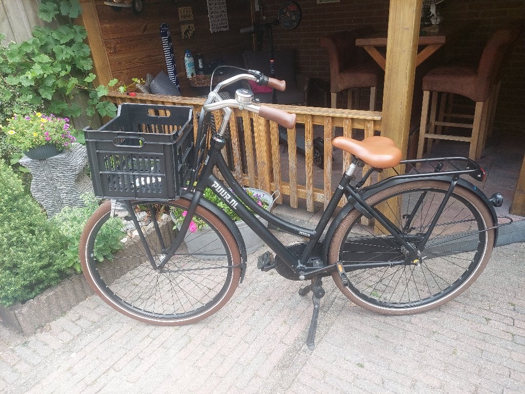 Zwarte Gazelle Puur NL trasportfiets, Ophalen, Terugtraprem, Gebruikt, 47 tot 50 cm