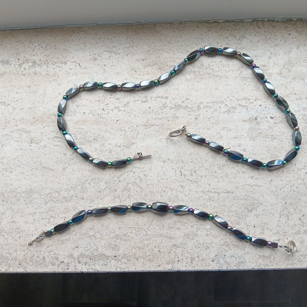 Magnetische ketting en armband set, Hermatiet, Sieraden, Tassen en Uiterlijk, Kettingen, Ophalen of Verzenden, Zo goed als nieuw