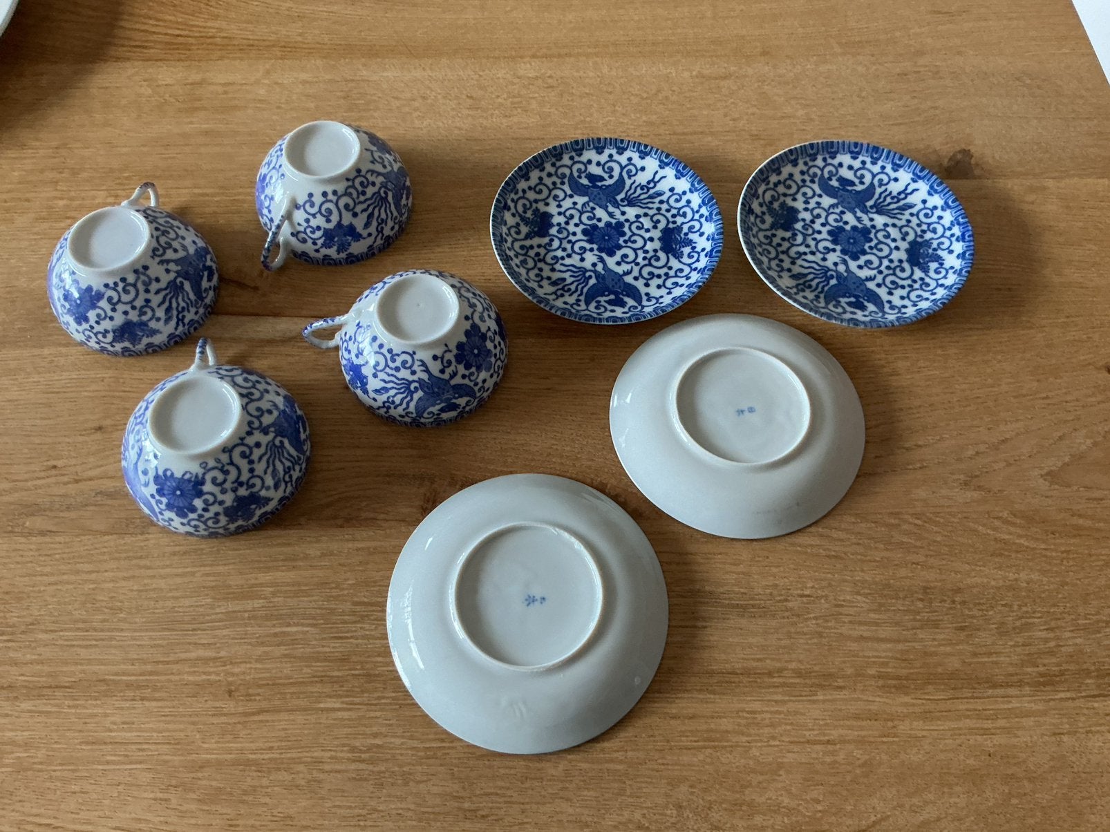 4 kop en schotels japan 1920 eierschaal porselein, Antiek en Kunst, Ophalen of Verzenden