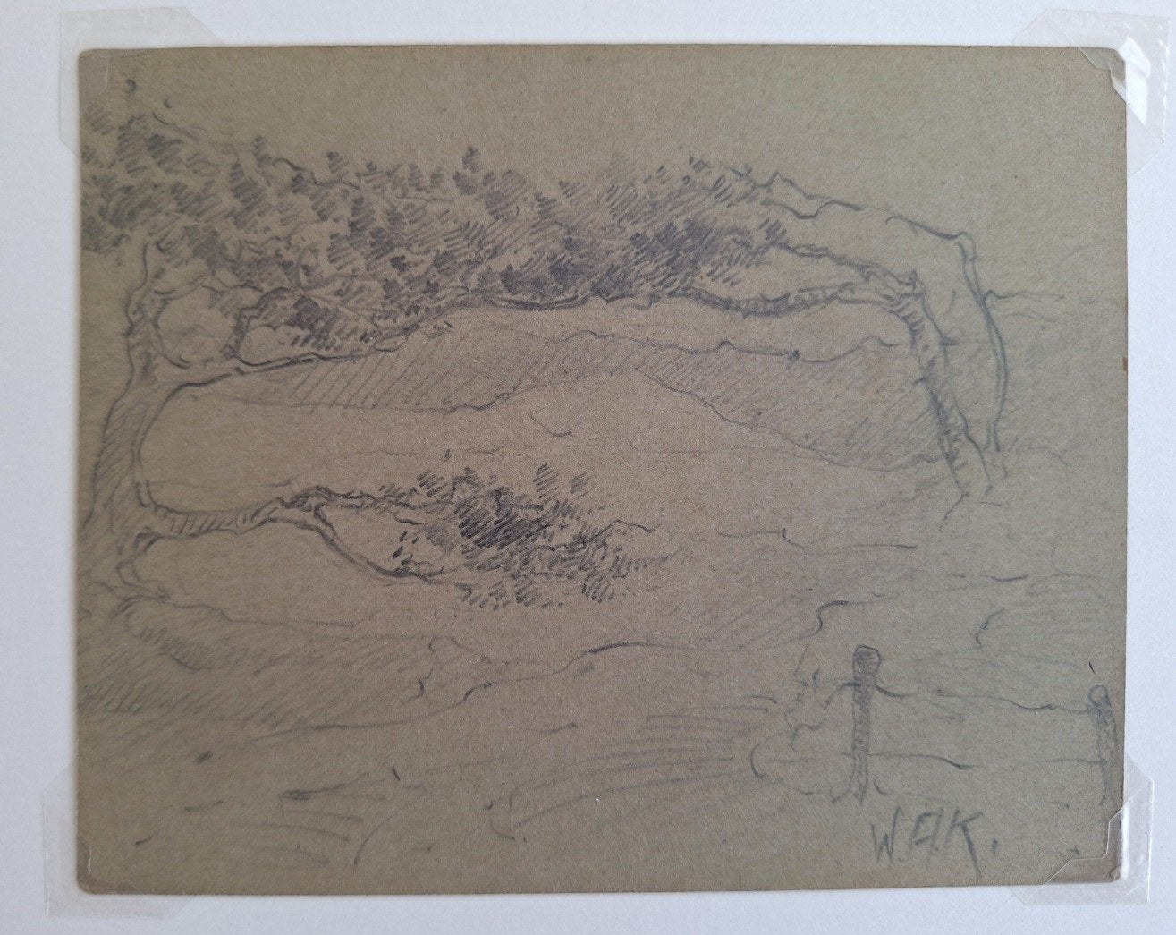 Willem van Konijnenburg Duinlandschap, Ophalen of Verzenden, Tekening, Potloodtekening, Origineel