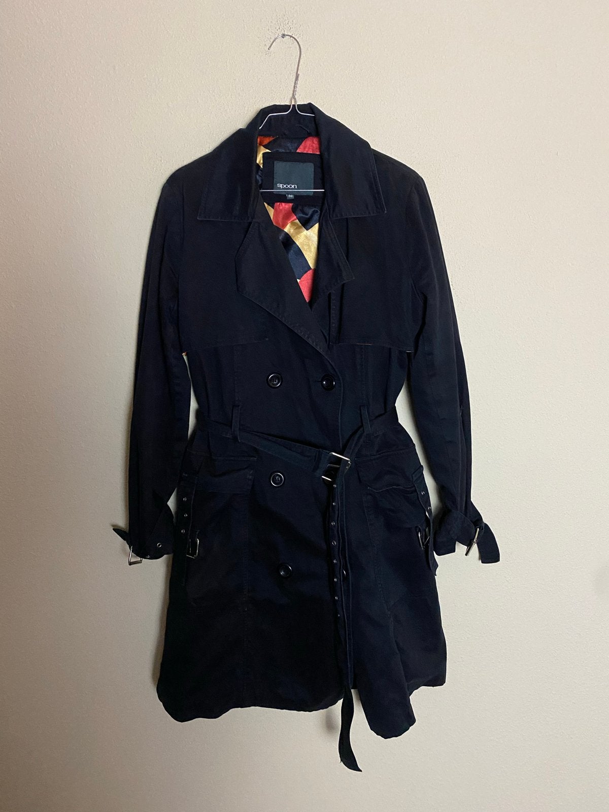 Spoon trenchcoat, RUILEN VOOR EEN GOEDE FLES WITTE WIJN!!!, Maat 38/40 (M), Zwart, Ophalen of Verzenden, Nvt