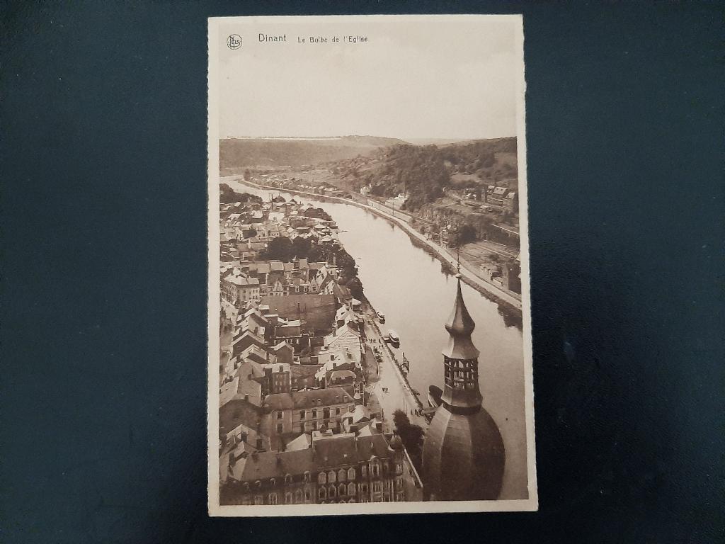 Dinant, kerktoren, zicht op rivier, mooie stempel 1934,, Verzenden, 1920 tot 1940, Gelopen