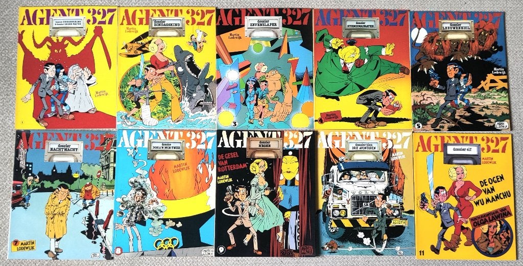 10 stripalbums van Agent 327 vanaf 1977 allemaal 1e drukken, Meerdere stripboeken, Ophalen of Verzenden, Zo goed als nieuw