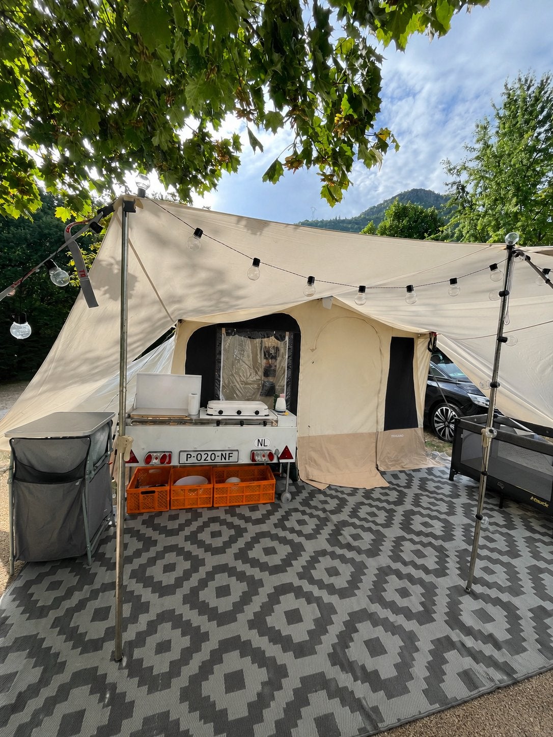 Trigano Odyssee GL vouwwagen (2012)- 6persoons + keuken, Caravans en Kamperen, Ophalen, Trigano, Beige, Aanwezig