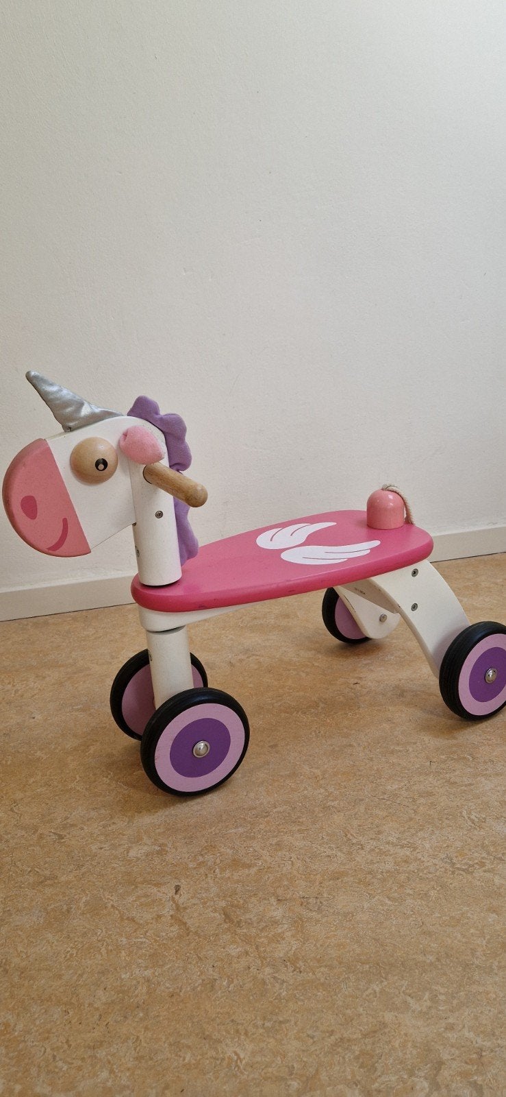 roze eenhoorn loopfiets hout, Kinderen en Baby's, Ophalen of Verzenden, Zo goed als nieuw, Overige typen