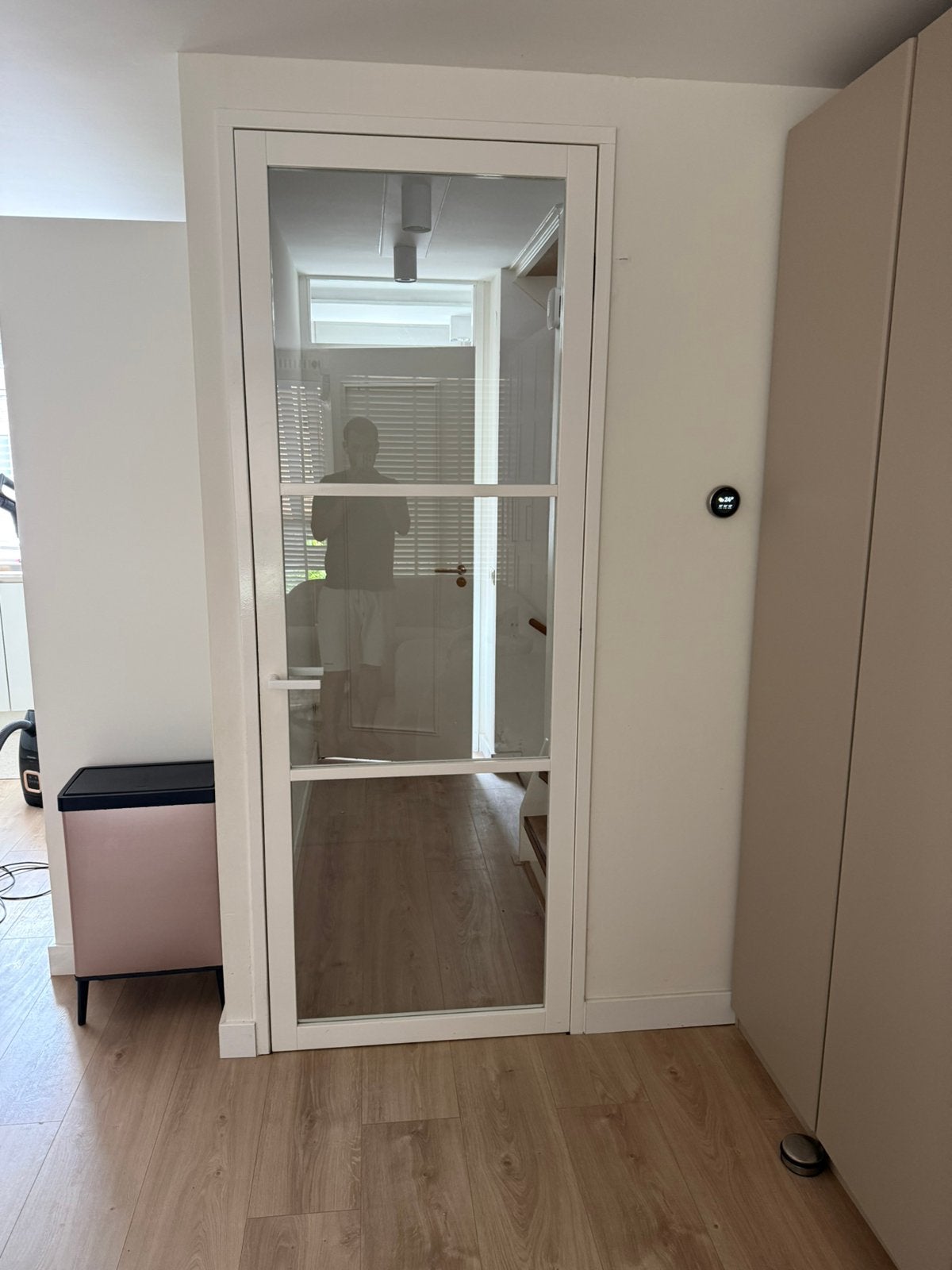 Prachtige Perture glazen binnendeur staallook, Doe-het-zelf en Verbouw, Deuren en Horren, Ophalen, Zo goed als nieuw, Binnendeur