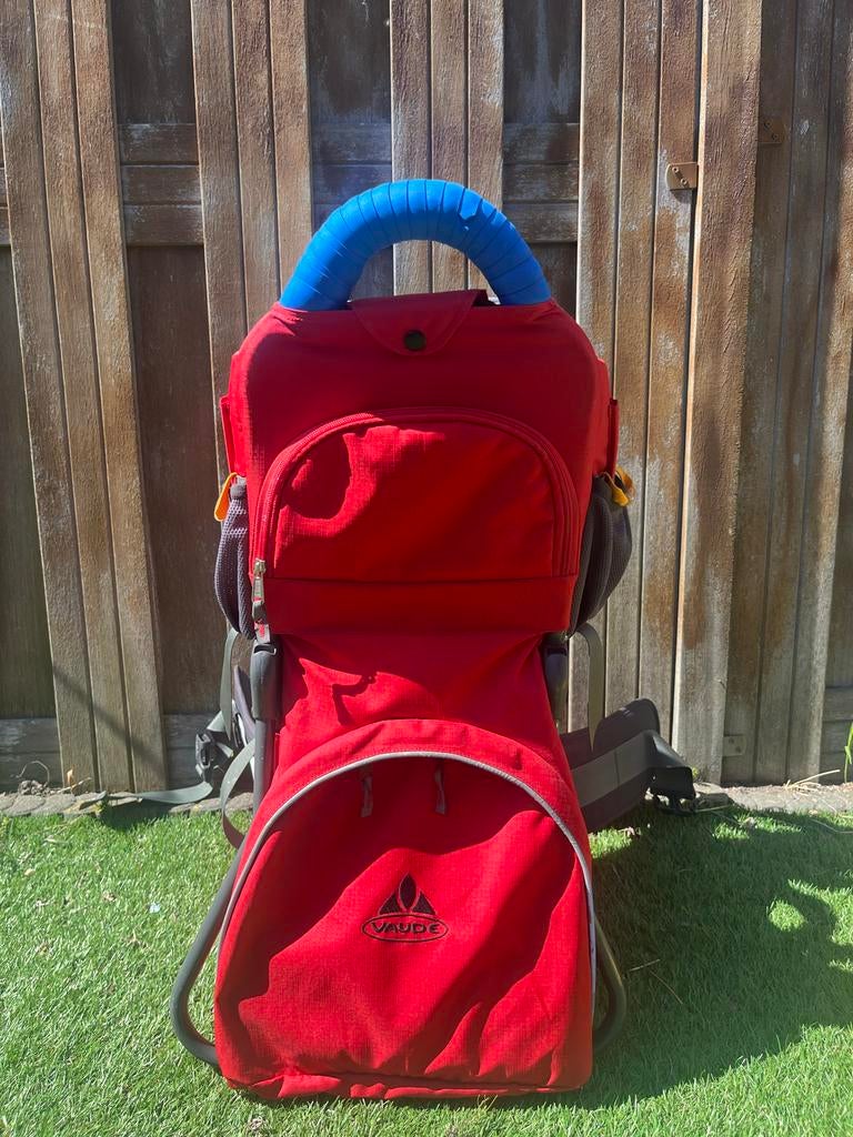 Vaude Rugdrager met zonneklep, matrasje en regenkap, Gebruikt, Rug, Draagzak, Ophalen