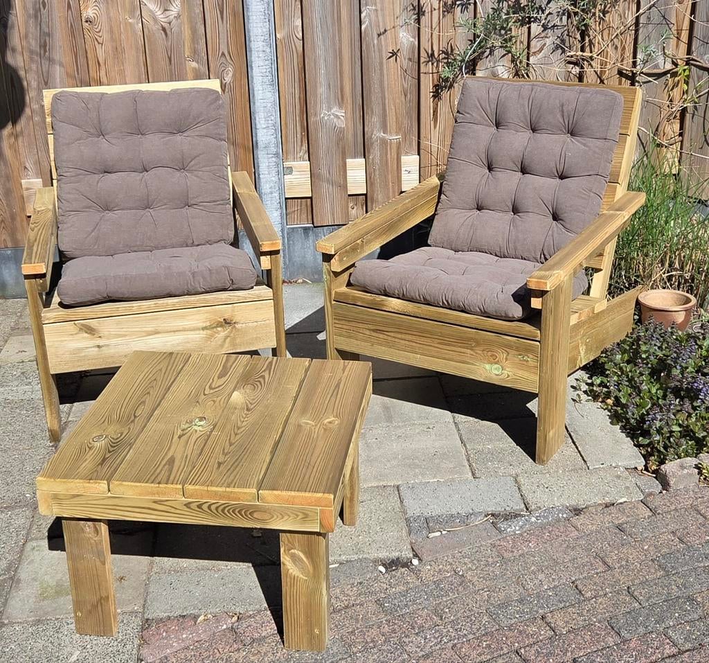 Tuinstoelen de luxe gratis kussens, Tuin en Terras, Tuinstoelen, Ophalen, Nieuw, Hout