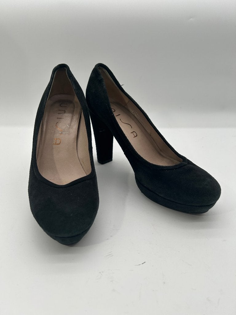Unisa, maat 39 klassieke plateau pumps met ronde neus, Kleding | Dames, Verzenden, Zwart, Zo goed als nieuw, Schoenen met hoge hakken