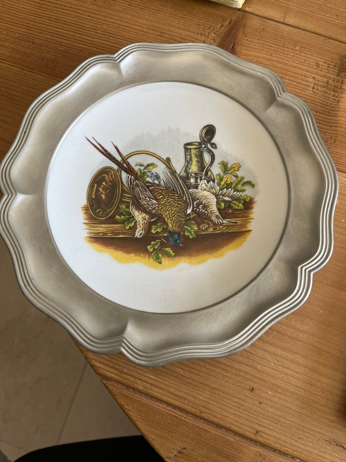 Vintage sierbord met jachttafereel - Schwarzenhammer Porzell, Ophalen