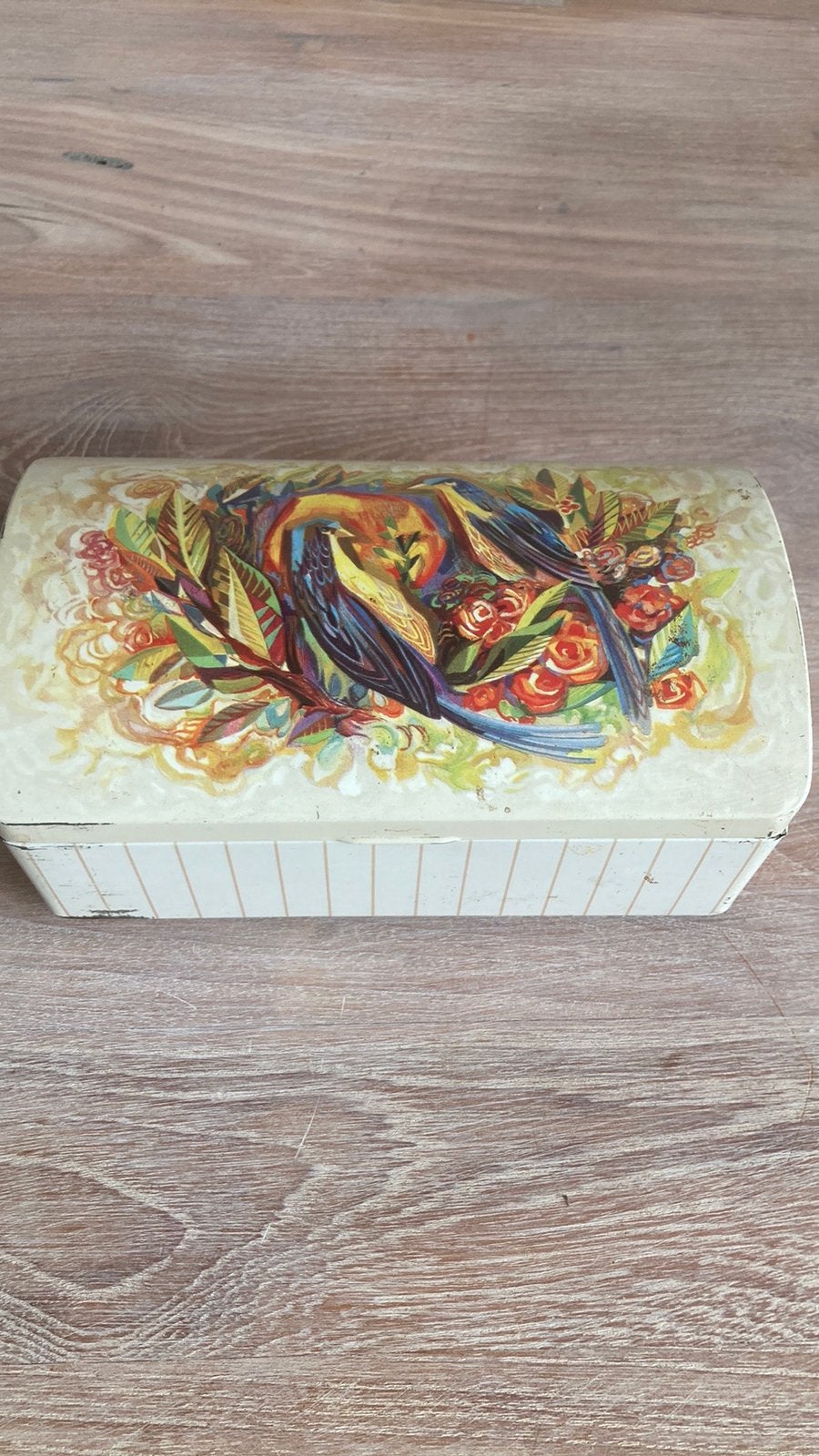 Vintage blik Douwe Egberts vogels bloemen, Ophalen of Verzenden, Gebruikt, Koffie, Douwe Egberts