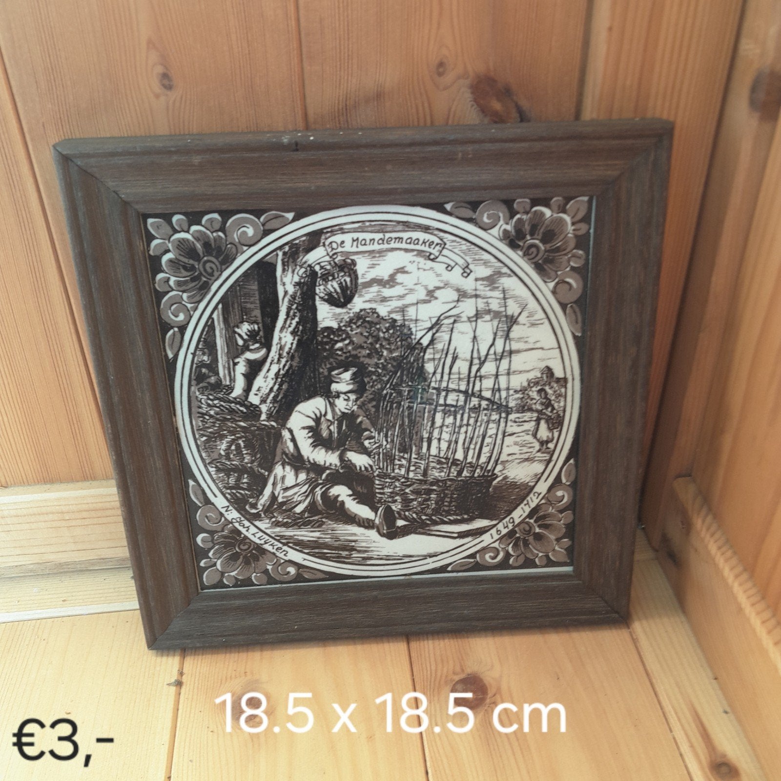 Vintage Tegeltableau 'De Mandemaaker' - Made in Holland, Ophalen of Verzenden