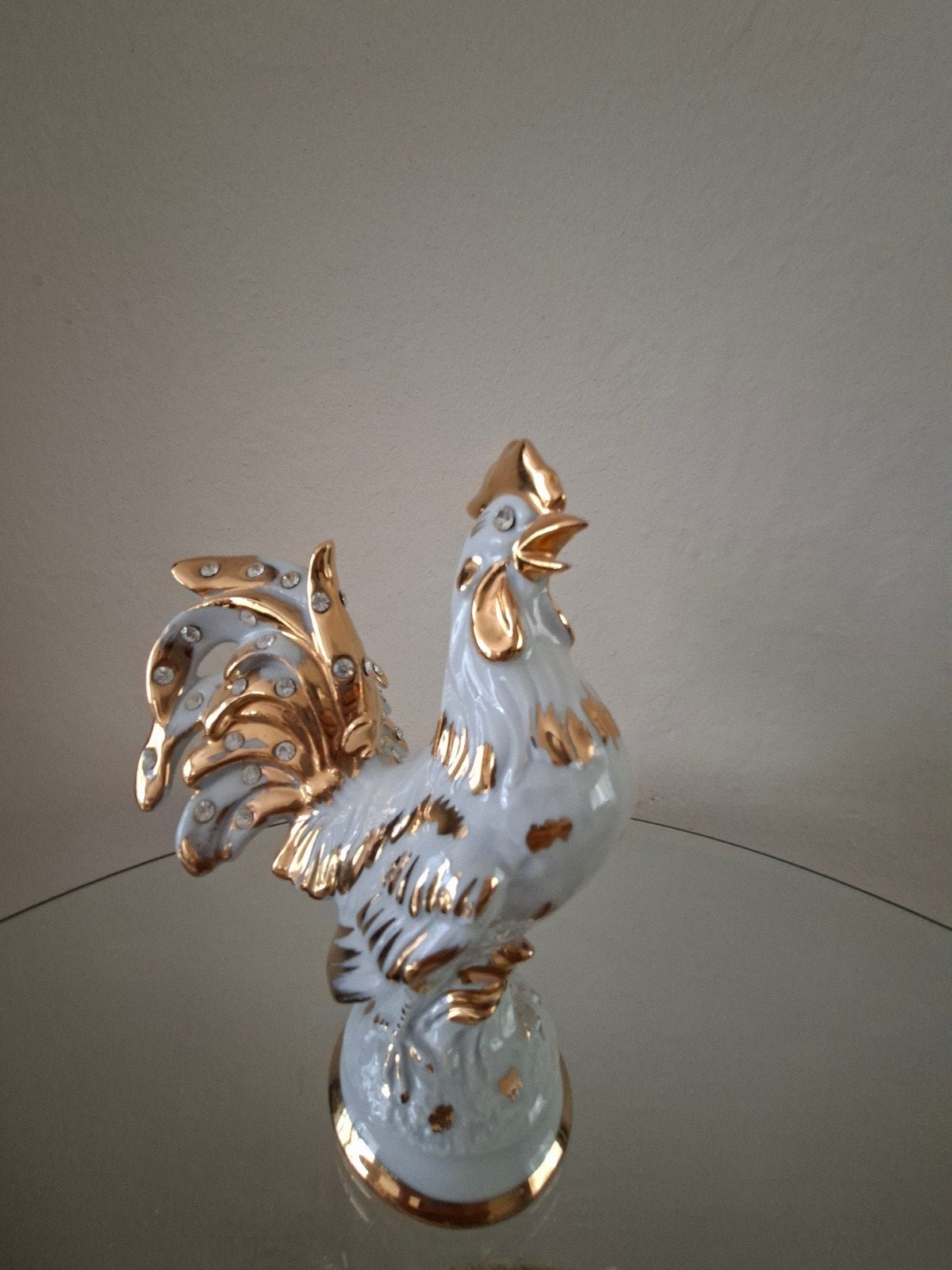 Capodimonte Haan met Kristallen en Goudkleurige Details, Ophalen