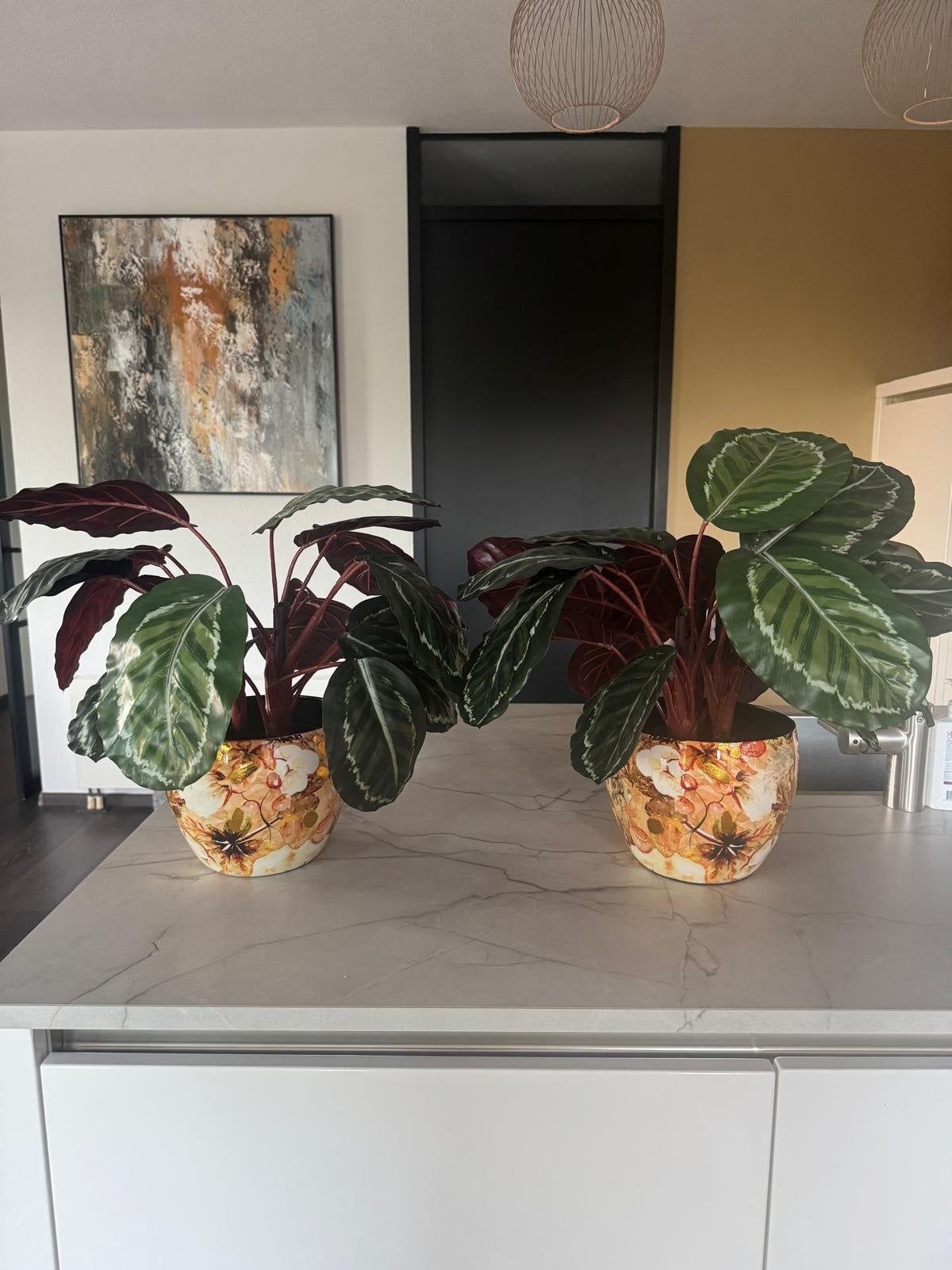Decoratieve potten met kunstbloemen en kunstplanten, Ophalen, Binnen, Zo goed als nieuw, Kunststof