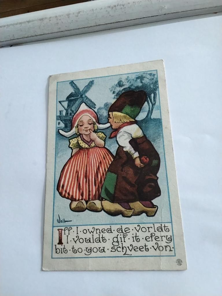 WALL/  BOERTJE EN BOERINNETJE  BIJ MOLEN 1913, Ophalen of Verzenden, Voor 1920, Sterren en Beroemdheden