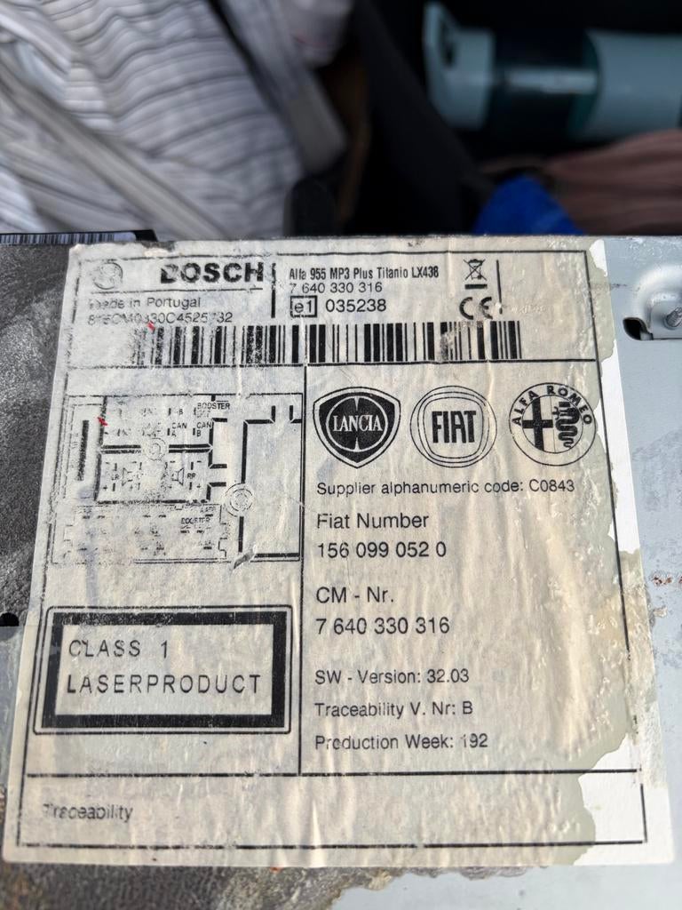 Alfa Romeo Mito Radio CD Speler - Origineel Bosch, Ophalen, Gebruikt