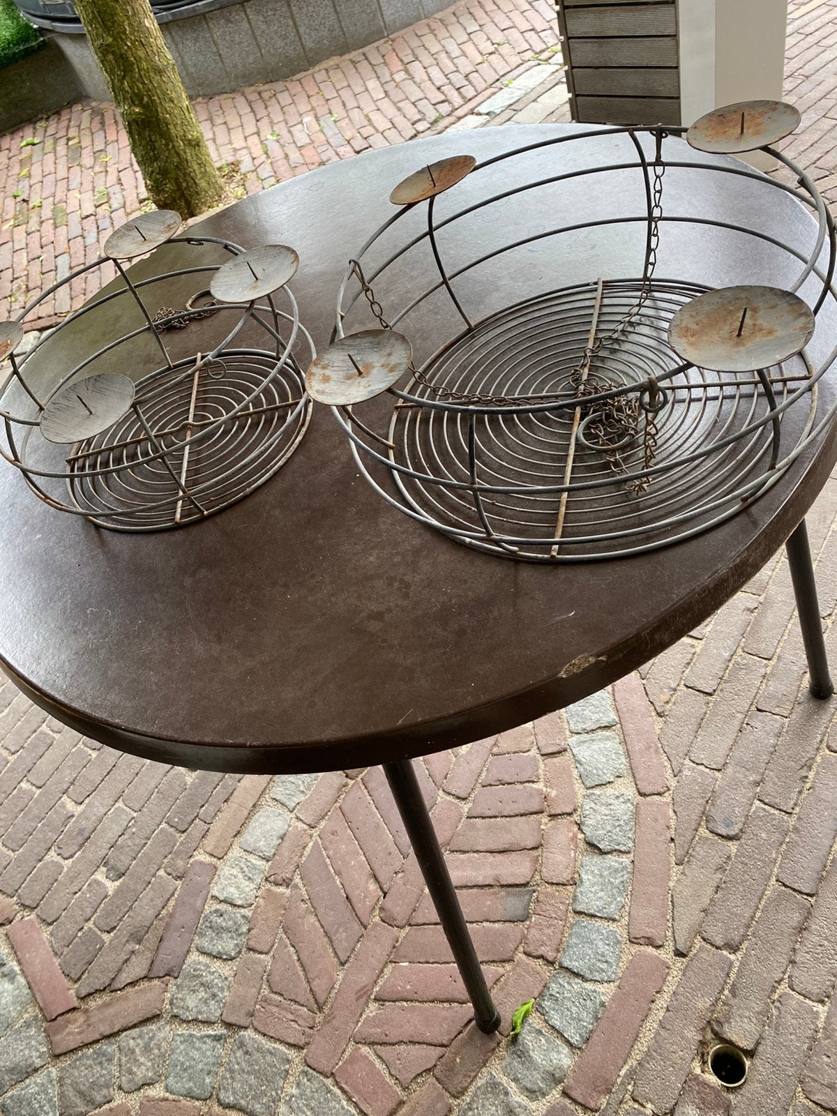 Kandelaars rond 2 stuks 30 en 40 cm doorsnee, Tuin en Terras, Ophalen of Verzenden, Gebruikt