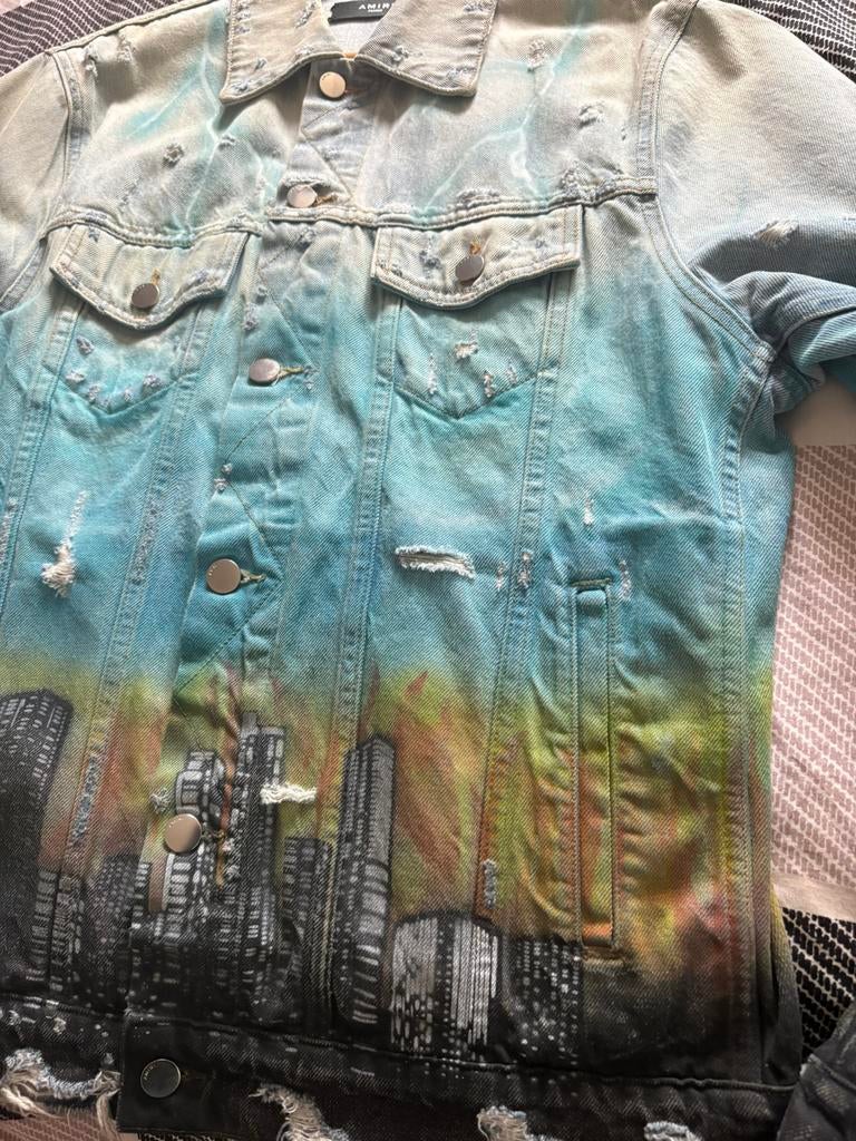 Amiri spijkerjas, Ophalen, Zo goed als nieuw, Maat 56/58 (XL), Blauw