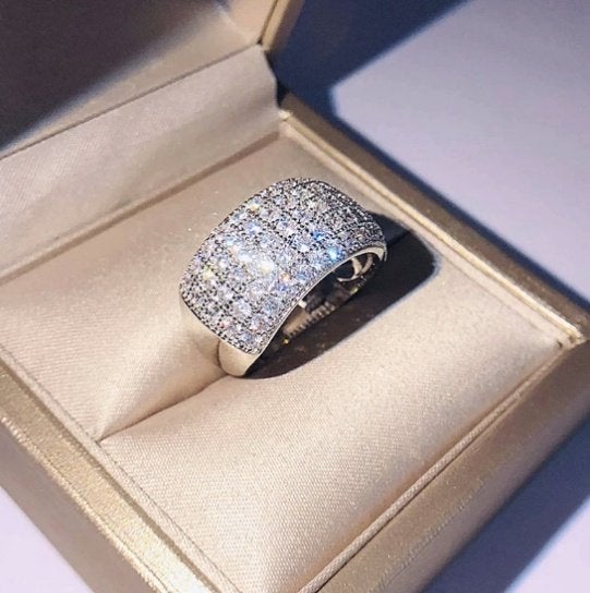Zirkonen 925 sterling zilveren dames ring, Sieraden, Tassen en Uiterlijk, Verzenden, Nieuw, 17 tot 18, Met edelsteen
