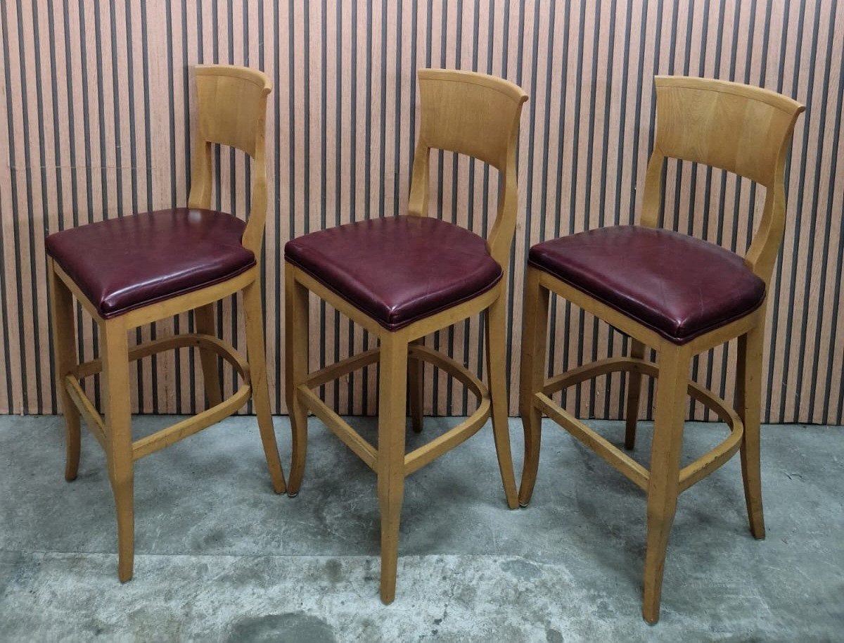 4 x massief hout barkrukken barstoelen bar krukken leer, Huis en Inrichting, Barkrukken, 5 krukken of meer, 60 tot 90 cm, Ophalen of Verzenden