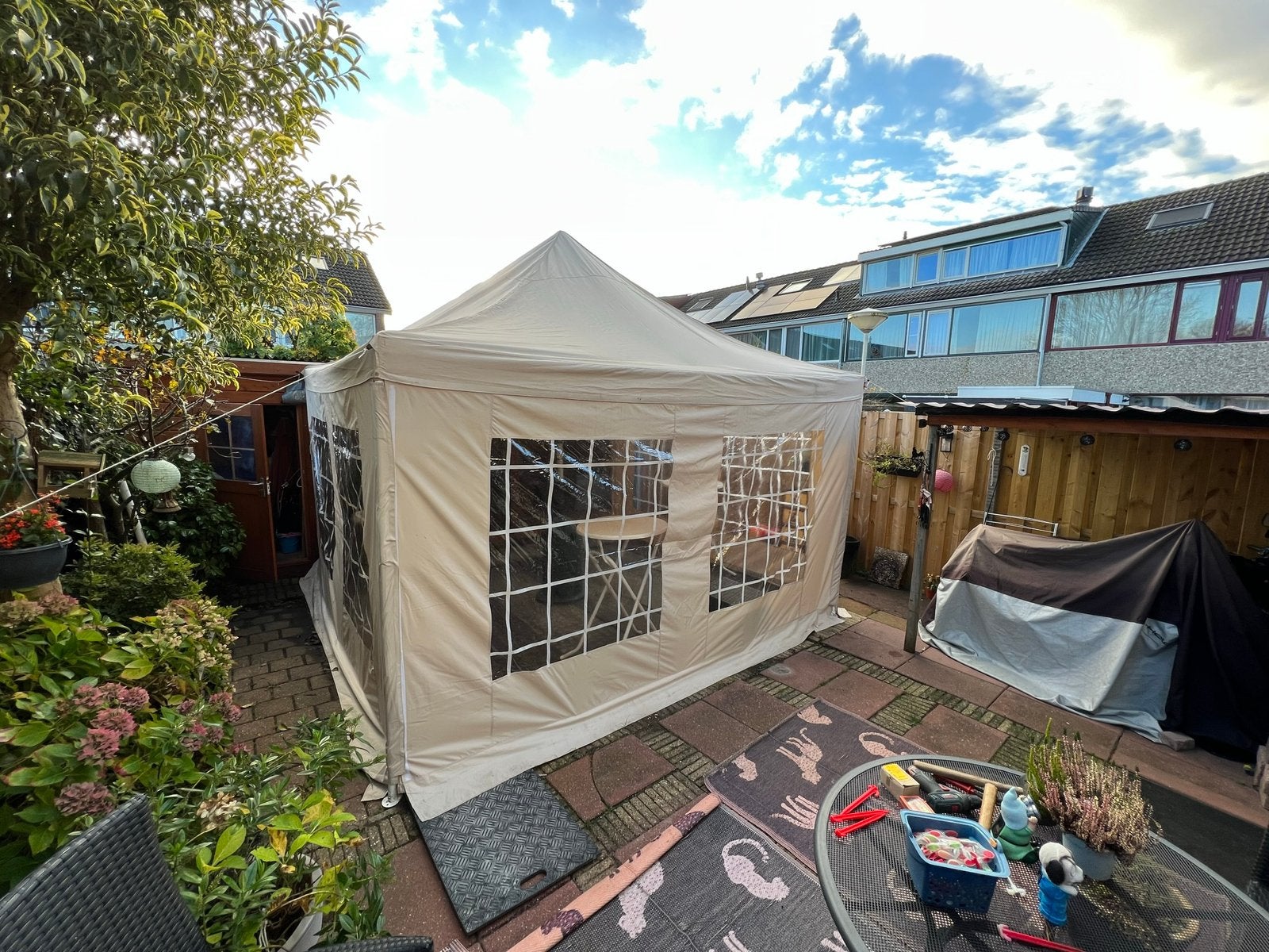 TE KOOP : Professionele Party/Feesttent 4x4 mt., Ophalen, Gebruikt, Opvouwbaar, 4 tot 6 meter