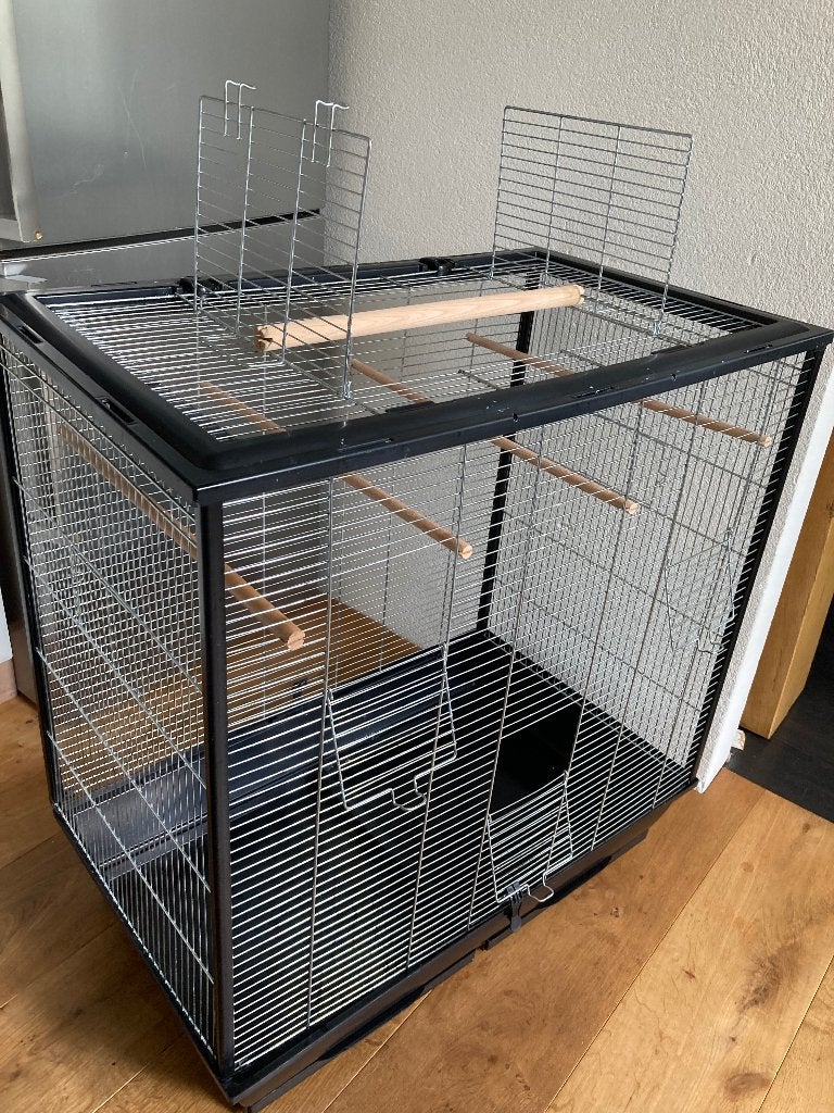Grote vogelkooi met alle toebehoren (78 x 47 x 80), Ophalen of Verzenden, Gebruikt, Overige materialen, Vogelkooi