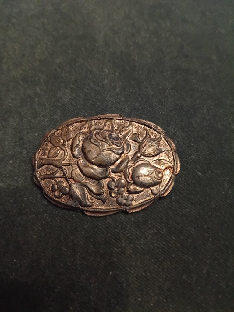 Oude broche met rozen, Ophalen of Verzenden, Gebruikt, Zilver, Overige materialen
