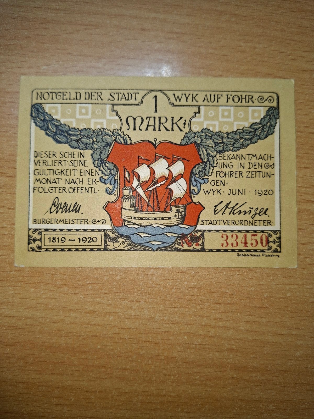 Duits Notgeld Wyk Noodgeld, Ophalen of Verzenden, Duitsland