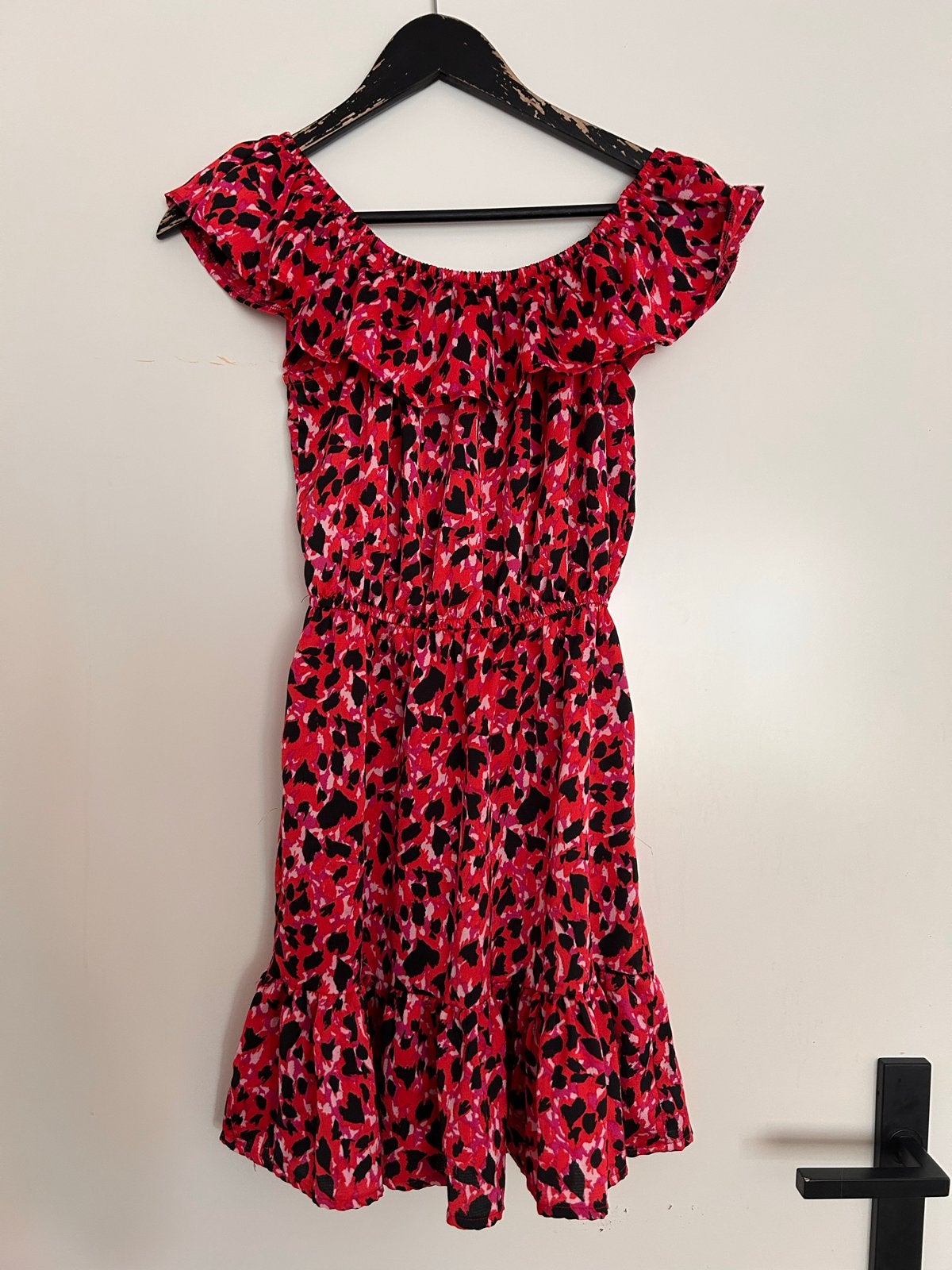 Loavies off the shoulder jurk met print - in goede staat, Ophalen of Verzenden, Maat 36 (S), Gedragen, Boven de knie