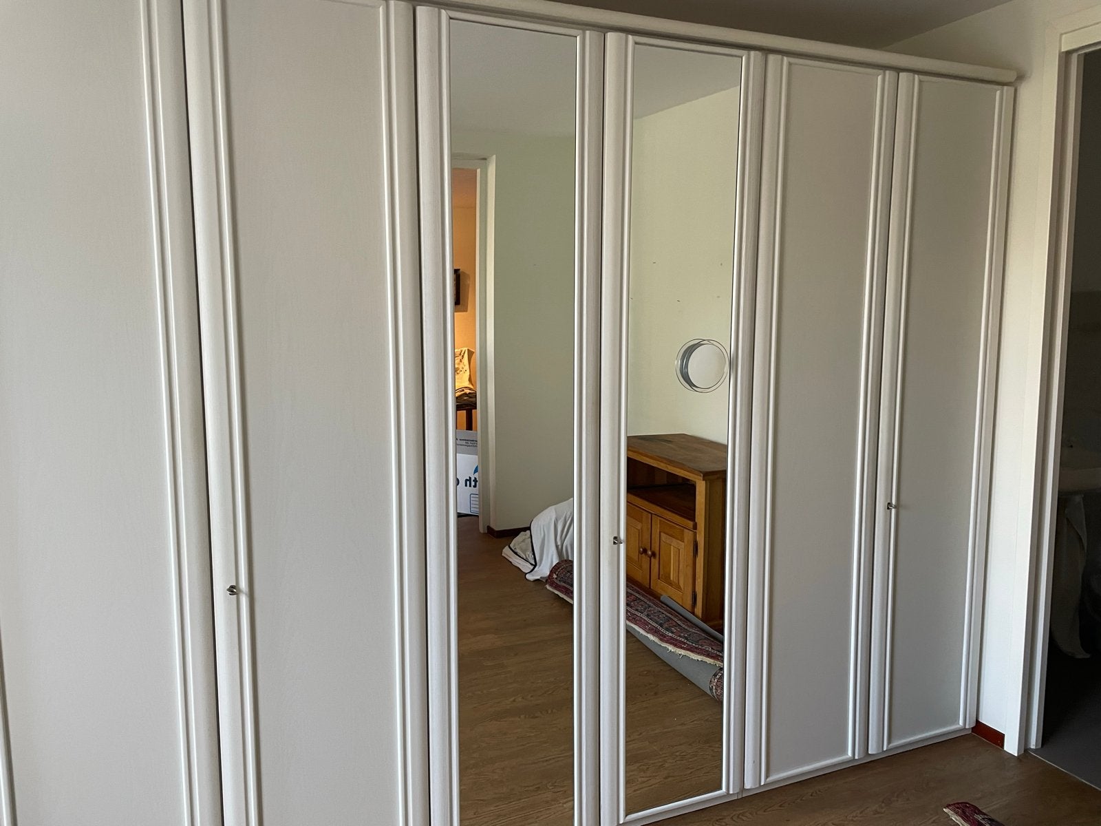 Grote kledingkast met spiegeldeur, Ophalen, Gebruikt, 200 cm of meer, Overige houtsoorten