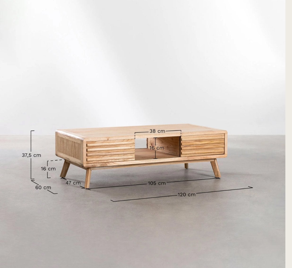Salontafel van massief mangohout met opbergruimte, Ophalen, 50 tot 100 cm, 100 tot 150 cm, Zo goed als nieuw