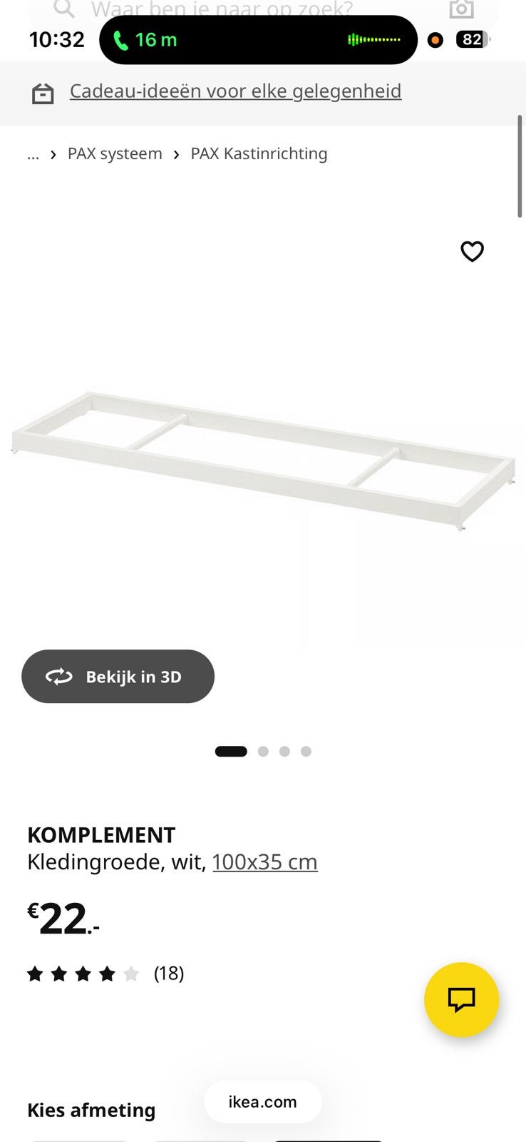 Komplement kledingroede wit, Zo goed als nieuw, Minder dan 100 cm, 50 tot 75 cm, 50 tot 100 cm