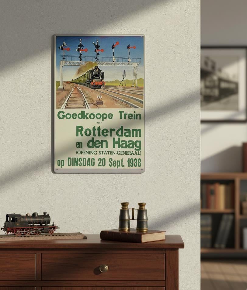 Rotterdam Den haag Spoorwegen Trein Metalen Wandbord, Ophalen of Verzenden, Nieuw, Trein, Overige typen