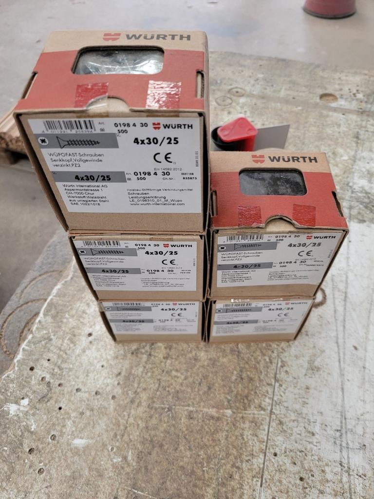 Wurth schroeven 4x30 kruiskop, 4,5 doosjes, Doe-het-zelf en Verbouw, IJzerwaren en Bevestigingsmiddelen, Ophalen, Nieuw, Minder dan 50 mm