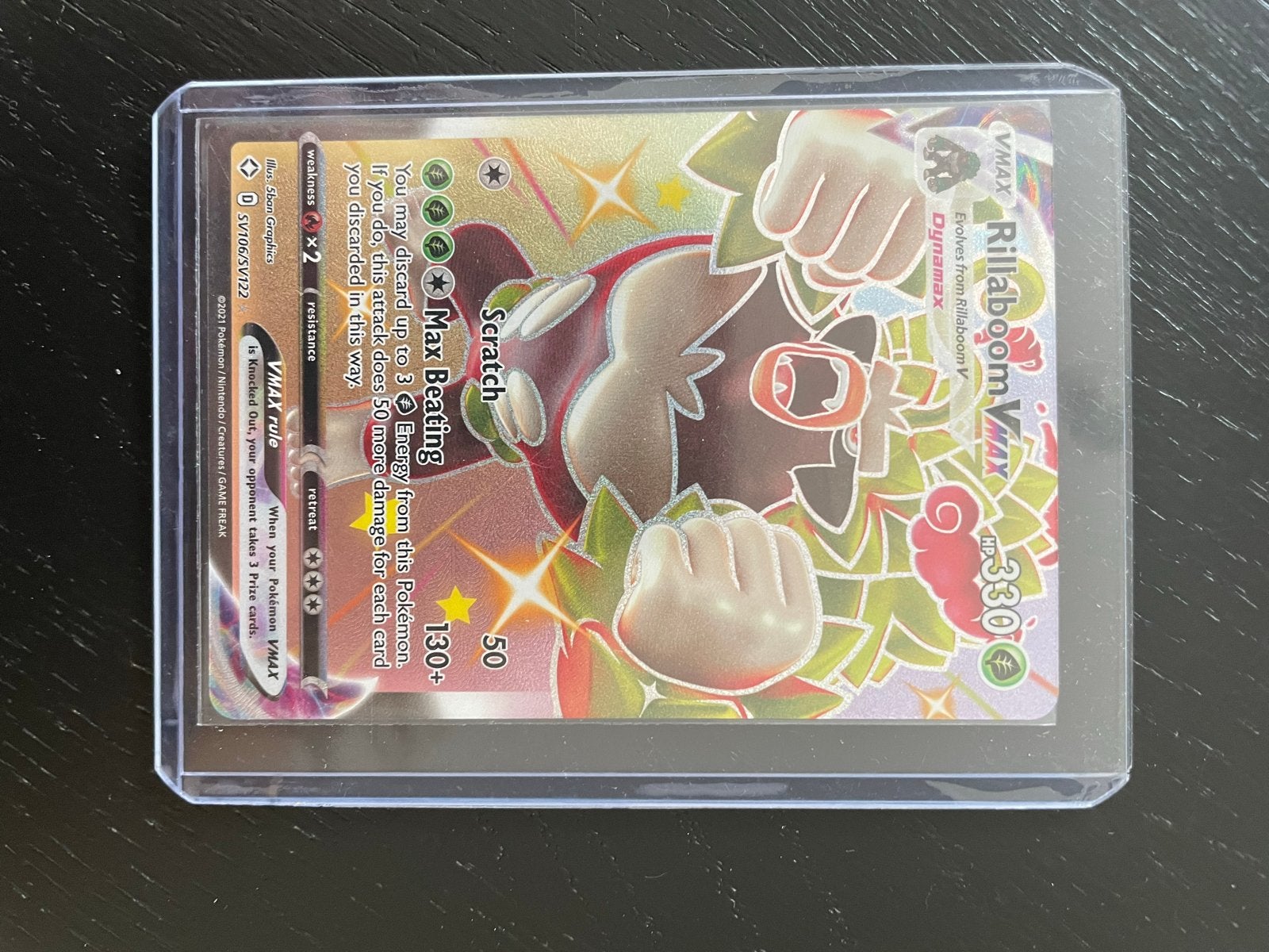 Pokémon Kaart Rillaboom VMAX SV106/SV122, Ophalen of Verzenden, Zo goed als nieuw, Losse kaart, Foil