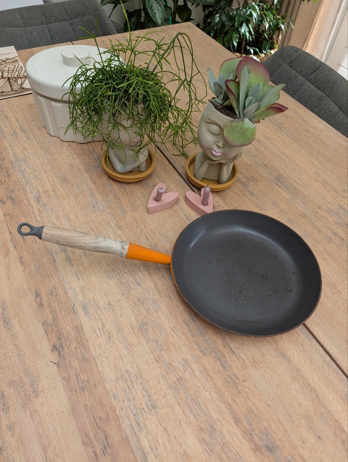Le Creuset Koekenpan Gietijzer Oranje 26cm, Koekenpan, Gebruikt, Gietijzer, Met handvatten
