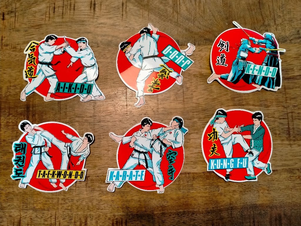 Karate Kung-fu Judo sport vintage logo sticker stickers, Ophalen of Verzenden, Zo goed als nieuw, Overige typen