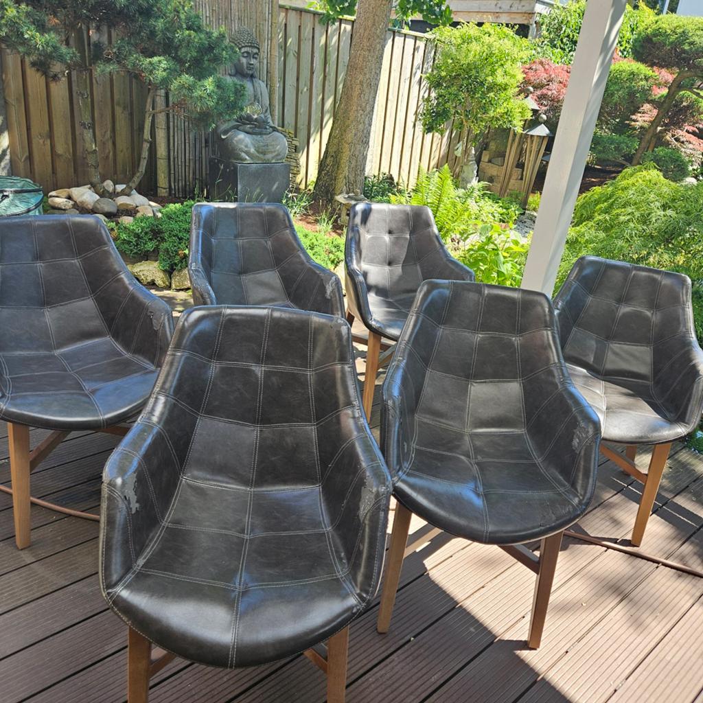 Gratis kuipstoelen antraciet nep leer, Ophalen, Overige materialen, Gebruikt, Grijs