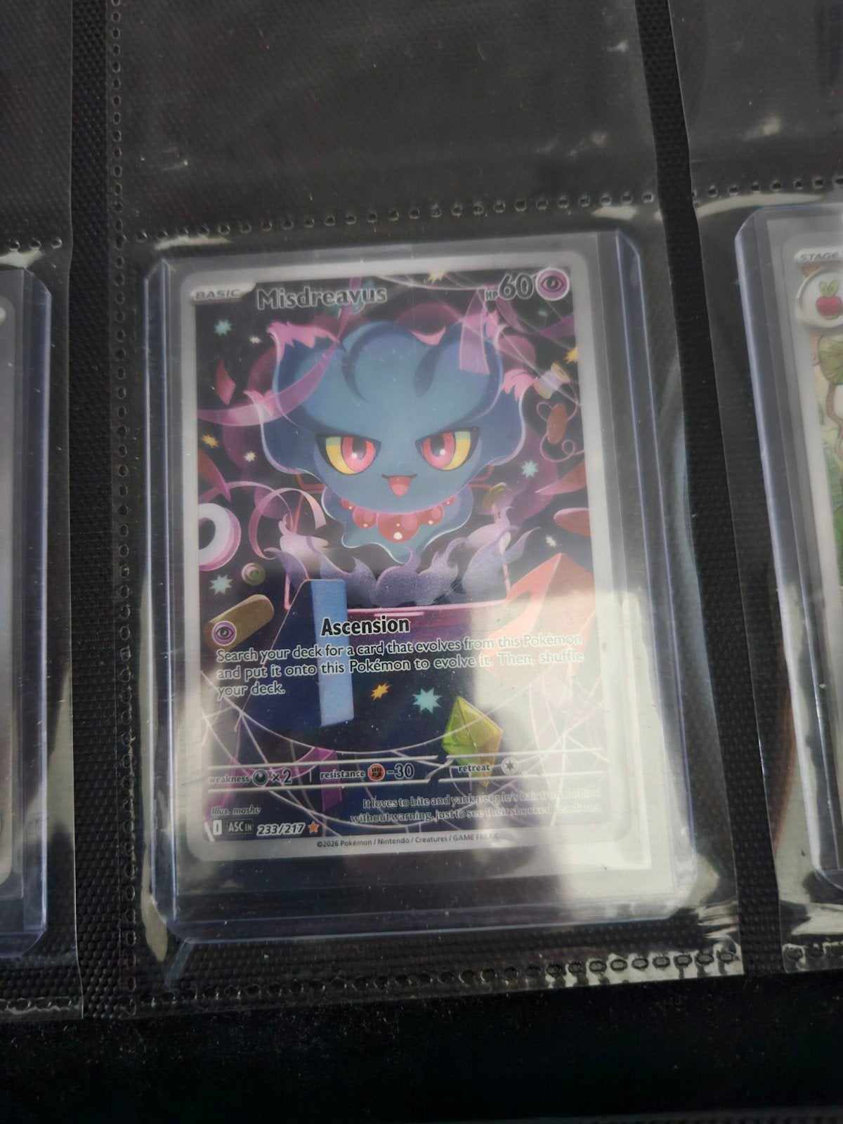 Pokemon Misdreavus 233/217 Ascended Heroes, Ophalen of Verzenden, Zo goed als nieuw, Losse kaart, Foil